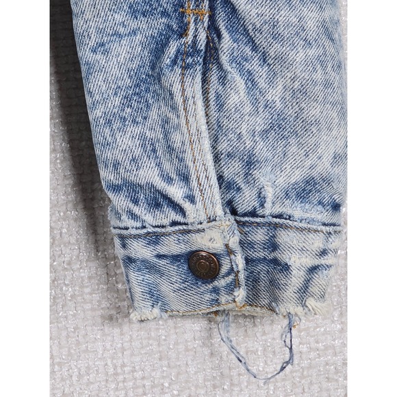 Vintage Levis 70609 0219 Sherpa Lined Denim Jacket Acid Wash Blue Made in USA M - Picture 14 of 16